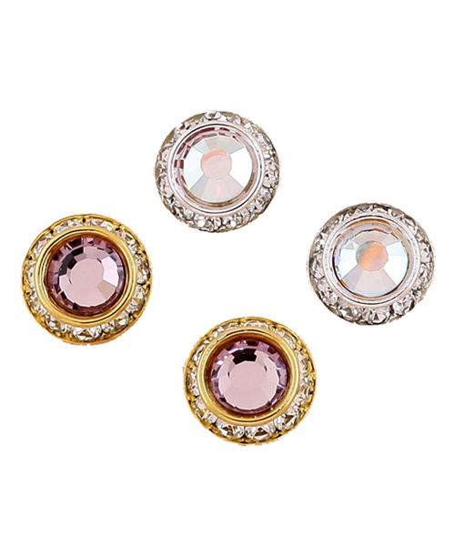 Round Crystal Button Earrings